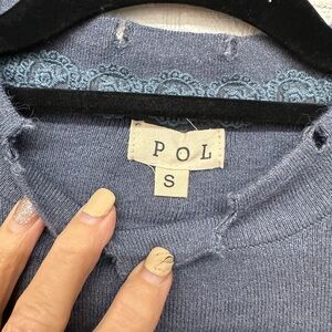 POL soft slate blue crewneck sweater